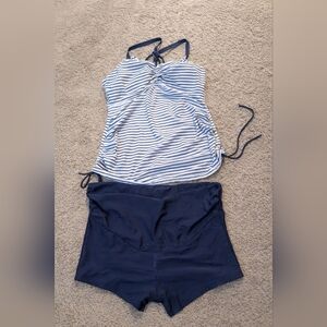 Maternity Tankini Top With Shorts